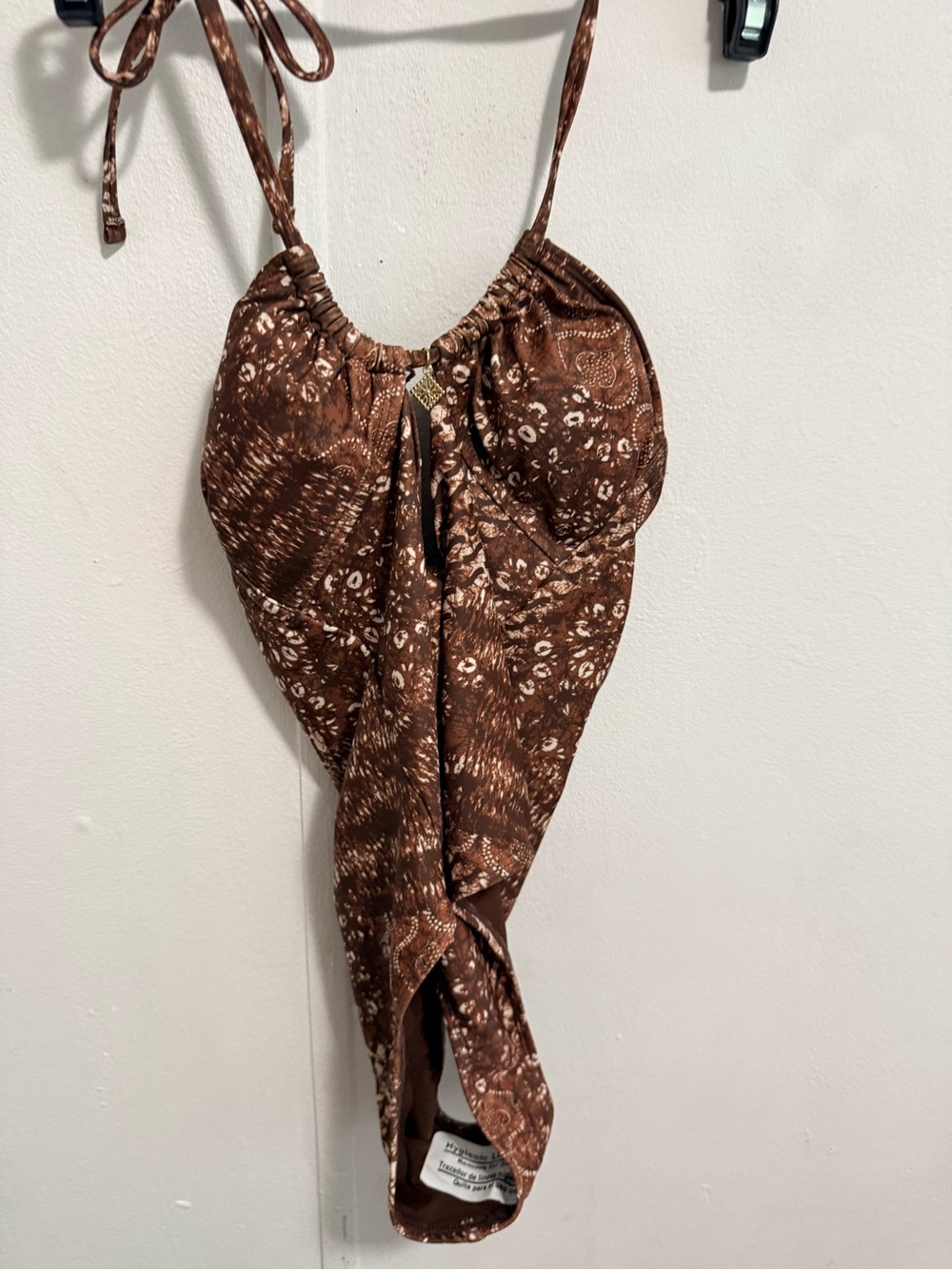 No Boundaries Brown Printed One-Piece Swimsuit